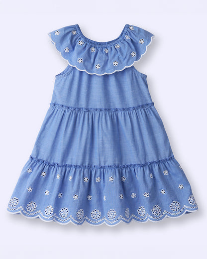 Beebay Blue Dress-Frilled-Cotton-For Infants