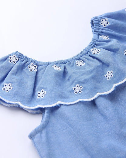 Beebay Blue Dress-Frilled-Cotton-For Infants