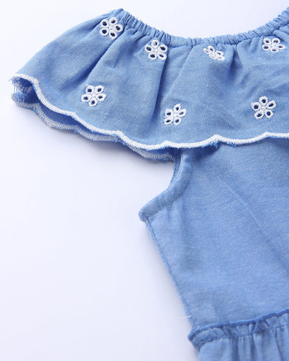 Beebay Blue Dress-Frilled-Cotton-For Infants