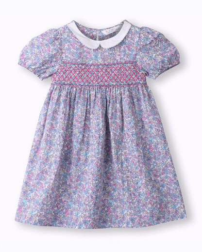 Beebay Multicolored Dress-Smocking Embroidered-Cotton-For Infants