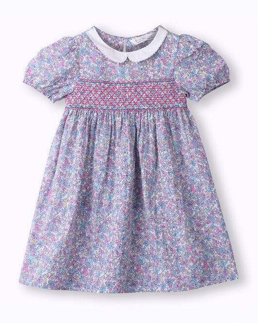 Beebay Multicolored Frock Dress-Smocking Embroidered-Cotton-For Infants