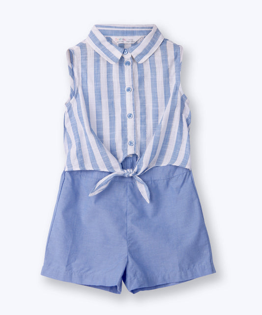 Beebay Blue Jumpsuit-Striped-Cotton-For Infants