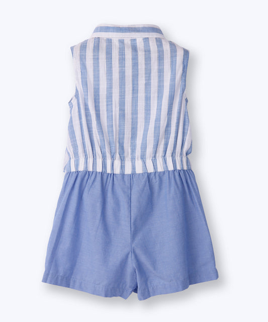 Beebay Blue Jumpsuit-Striped-Cotton-For Infants