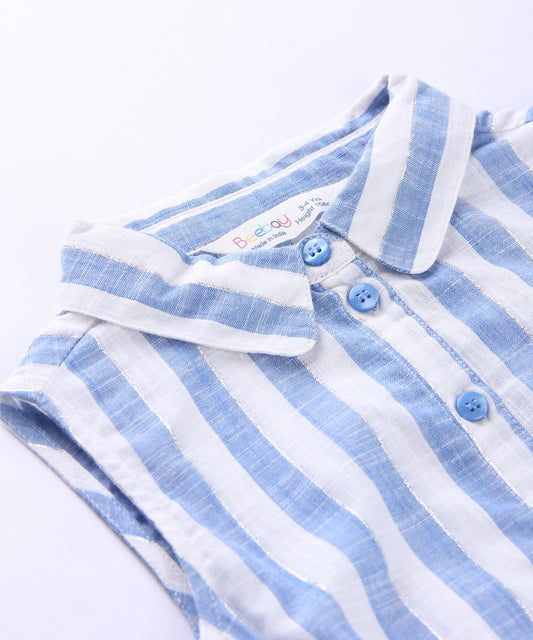 Beebay Blue Jumpsuit-Striped-Cotton-For Infants