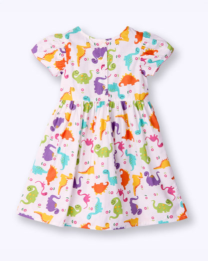 Beebay Multicolored Frock Dress-Dinosaur-Cotton-For Infants