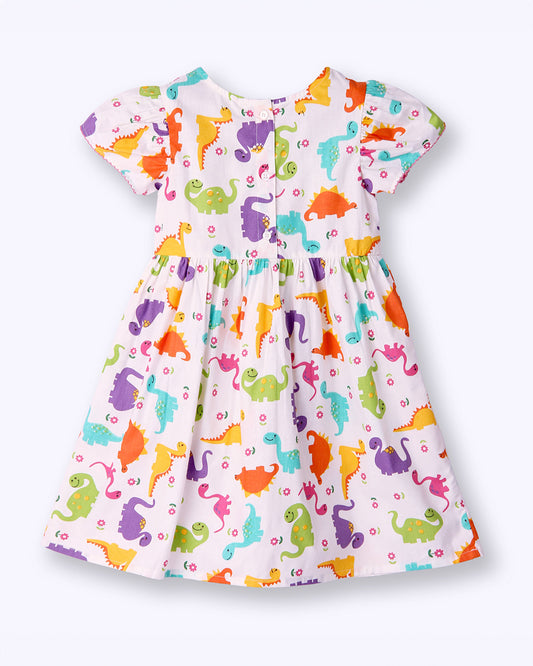 Beebay Multicolored Frock Dress-Dinosaur-Cotton-For Infants
