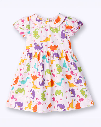 Beebay Multicolored Frock Dress-Dinosaur-Cotton-For Infants