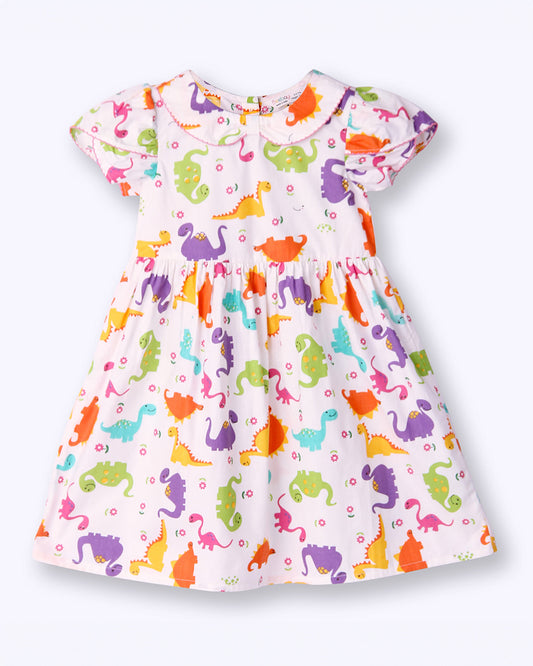 Beebay Multicolored Frock Dress-Dinosaur-Cotton-For Infants