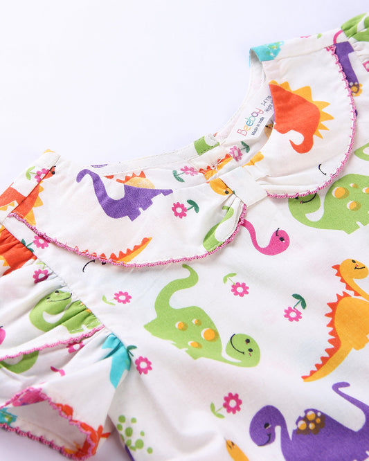 Beebay Multicolored Frock Dress-Dinosaur-Cotton-For Infants