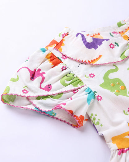 Beebay Multicolored Frock Dress-Dinosaur-Cotton-For Infants