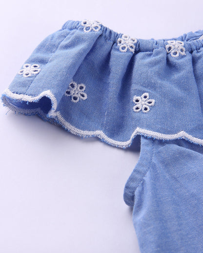 Beebay Blue Frock Dress-Solid-Cotton-For Infants