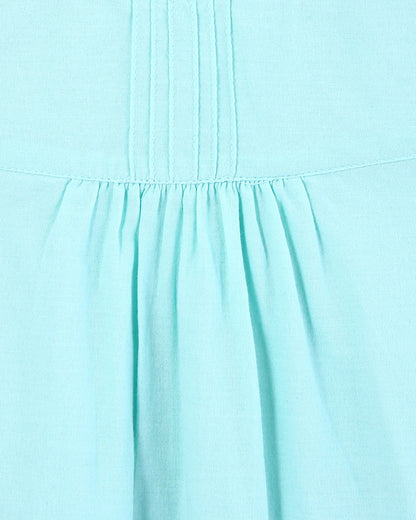 Beebay Turquoise Frock Dress-Schiffli-Cotton-For Infants