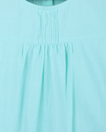 Beebay Turquoise Dress-Schiffli-Cotton-For Infants