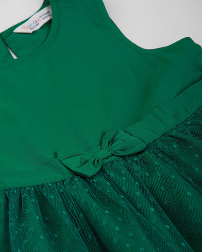 Beebay Green Frock Dress-Solid -Polyester-For Infants