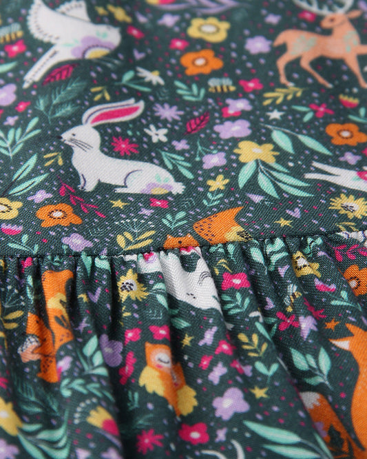 Beebay Green Frock Dress-Animal Printed-Viscose-For Infants