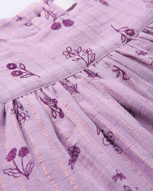 Beebay Purple Dress-Floral Printed-Cotton-For Infants