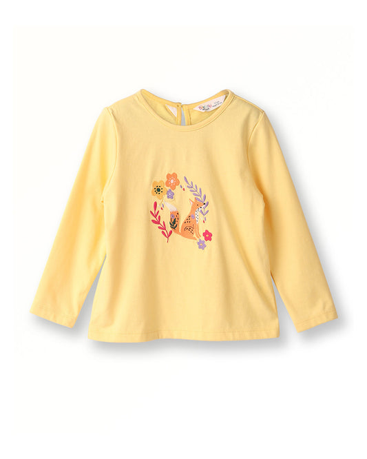 Beebay Yellow T-shirt-Embroidered-Cotton-For Infants