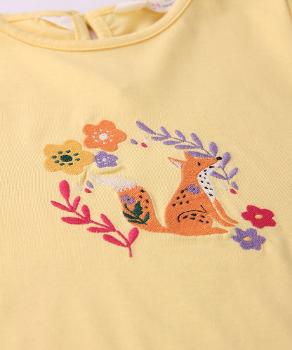 Beebay Yellow T-shirt-Embroidered-Cotton-For Infants