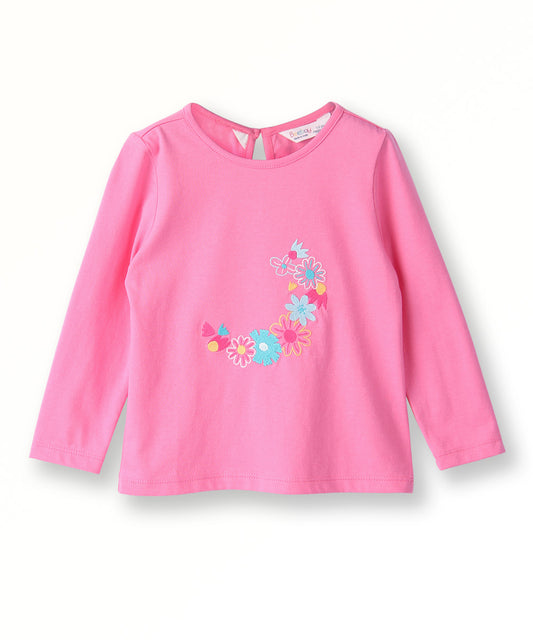 Beebay Pink T-shirt-Embroidered-Cotton-For Infants