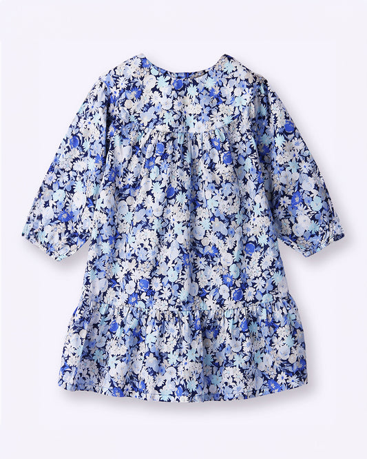 Beebay Blue Frock Dress-Floral-Cotton-For Infants