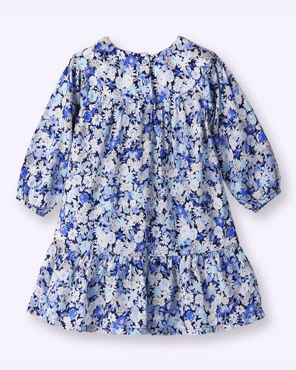 Beebay Blue Frock Dress-Floral-Cotton-For Infants