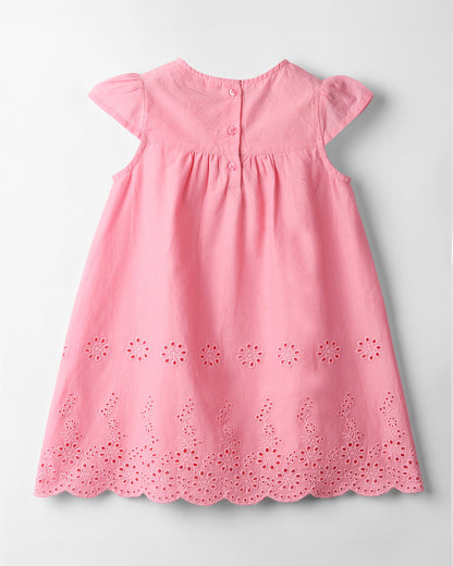 Beebay Pink Frock Dress-Solid Net-Cotton-For Infants