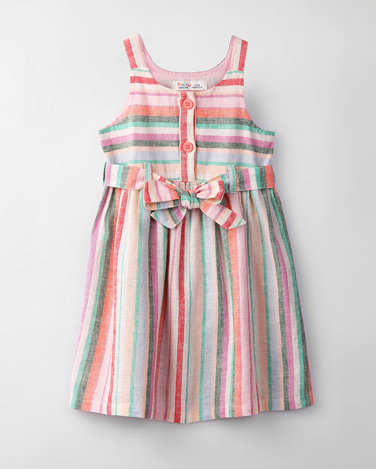 Beebay Multicolored Frock Dress-Striped-Cotton-For Infants