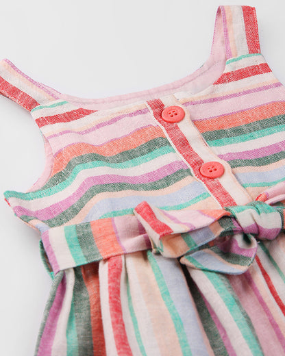 Beebay Multicolored Frock Dress-Striped-Cotton-For Infants