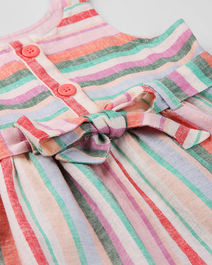 Beebay Multicolored Frock Dress-Striped-Cotton-For Infants