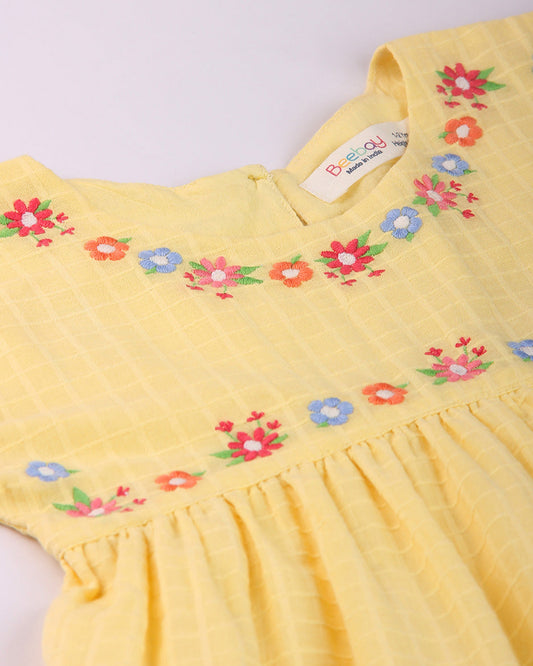 Beebay Yellow Frock Dress-Solid-Cotton-For Infants