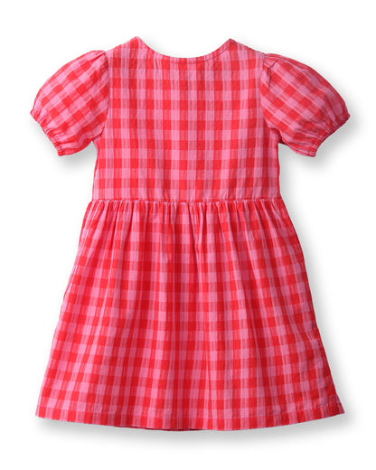 Beebay Red Dress-Checkered-Cotton-For Infants