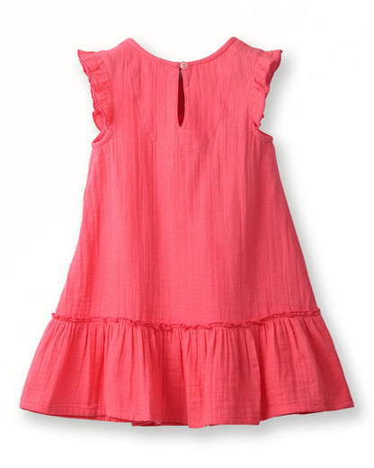 Beebay Coral Frock Dress-Gauze Embroidered-Cotton-For Infants