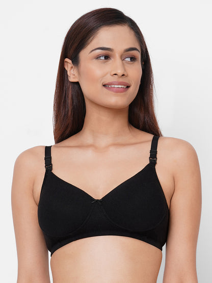 Inner Sense Feeding Bras-Neutral Combo Set-Black & White-Wire Free & Padded-Front Clasps-Full Coverage-Pack of 2