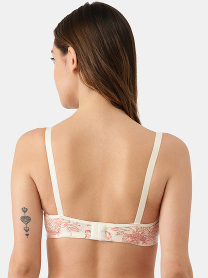 Inner Sense Organic Cotton Bamboo Soft Feeding Bra-Pink-Carrot Print-Wire Free & Padded-Front Clasps-Full Coverage-For Nursing