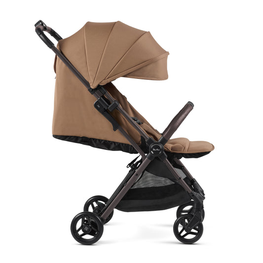 Silver Cross Jet 5-World's First Cabin Approved Stroller-With Snack Tray, Rain Cover & Travel Bag-One Motion Fold-Pram for 0 to 4Y (Upto 22 Kg)-Cinnamon