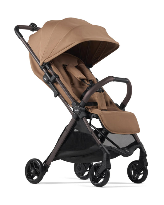 Silver Cross Jet 5-World's First Cabin Approved Baby Stroller-Lightweight & Travel Friendly-One Motion Fold-Car Seat Compatible-2 Years Warranty-Includes Rain Cover & Travel Bag-Pram for 0 to 4Y (Upto 22 Kg)-Cinnamon