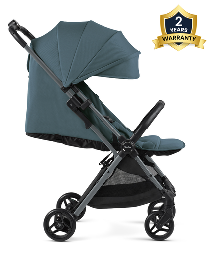 Silver Cross Jet 5-World's First Cabin Approved Baby Stroller-Lightweight & Travel Friendly-One Motion Fold-Car Seat Compatible-2 Years Warranty-Includes Rain Cover & Travel Bag-Pram for 0 to 4Y (Upto 22 Kg)-Mineral