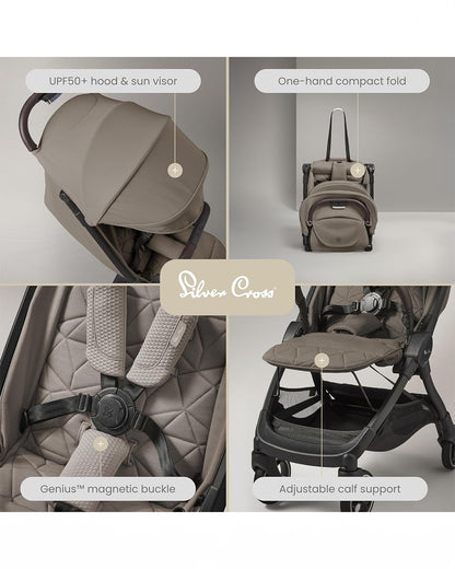 Silver Cross Clic Lightweight Baby Stroller-Cabin Friendly-One Hand Fold-Car Seat Compatible-Pram for 0M+ (Upto 22 Kg)-Cobble