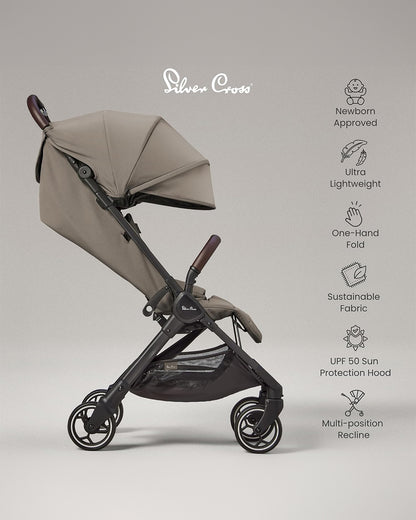 Silver Cross Clic Lightweight Baby Stroller-Cabin Friendly-One Hand Fold-Car Seat Compatible-Pram for 0M+ (Upto 22 Kg)-Cobble