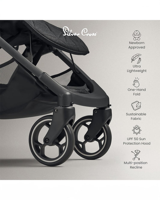 Silver Cross Clic Lightweight Baby Stroller-Cabin Friendly-One Hand Fold-Car Seat Compatible-Pram for 0M+ (Upto 22 Kg)-Space