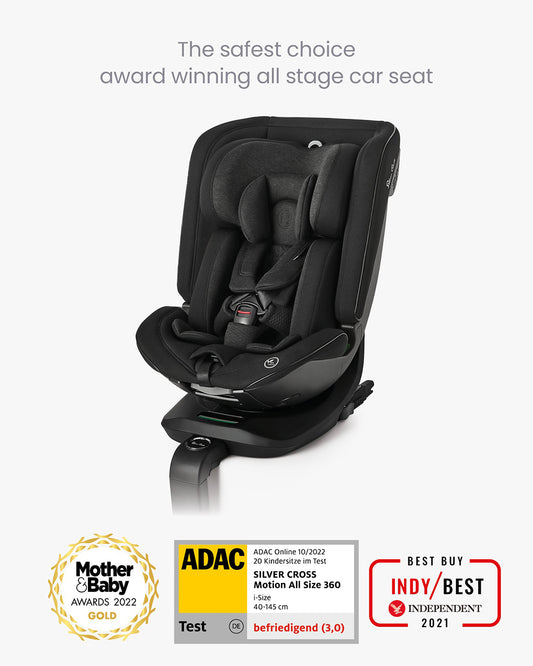 Silver Cross Motion All Size 360 Baby Convertible Car Seat-Easy Lock ISOFIX-R129 Certified-360 Degree Rotation-For 0M+ (Upto 12Y)-Space