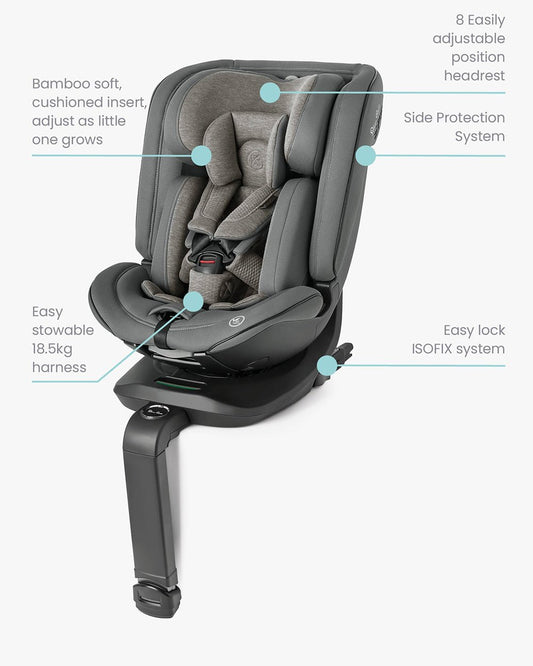 Silver Cross Motion All Size 360 Baby Convertible Car Seat-Easy Lock ISOFIX-R129 Certified-360 Degree Rotation-For 0M+ (Upto 12Y)-Glacier