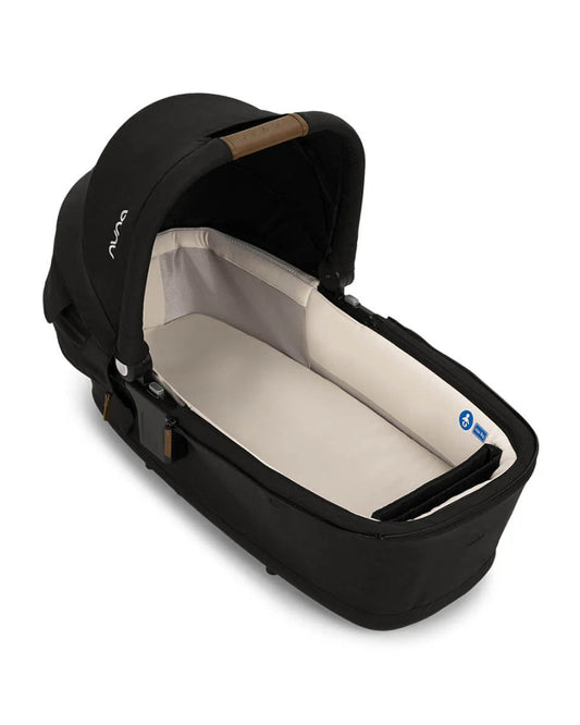 Nuna TRVL LX Lightweight Baby Stroller & LYTL Carry Cot Travel System-With Cup Holder-Stroller Features (One Hand Fold, Upto 22 Kg)-Carry Cot Features (Soft Mattress, Compact Fold with Dream Drape, Upto 9 Kg)-Includes Adaptors-Caviar