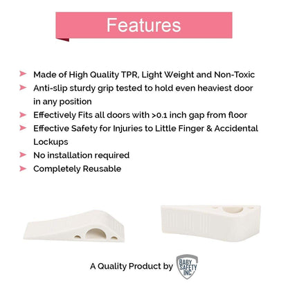 Safe-O-Kid Multi- Surface TPR Door Stopper-Fit All-Anti Slip-For Child Safety-White-Pack of 4