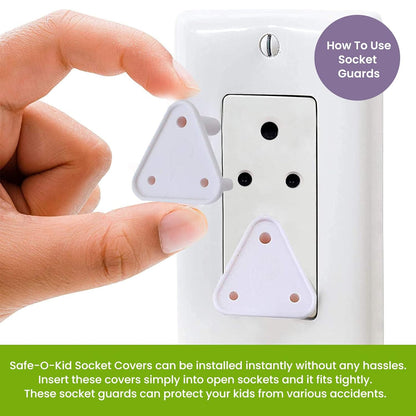 Safe-O-Kid Socket Guards-For Baby Proofing & Safety-White-Pack of 10