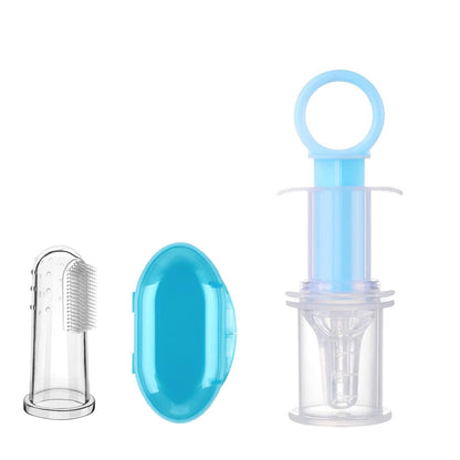 Safe-O-Kid Silicone Baby Finger Brush With Case & Silicone Liquid Medicine Feeder/Dropper-Combo