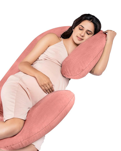 MY ARMOR C Shaped Pregnancy Pillow-Full Body-Peach-Microfibre-Premium Velvet Outer Cover-For Maternity