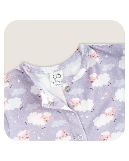 BabyCo Organics Purple & White Nightsuit-Ba Ba-Organic Cotton-For Infants