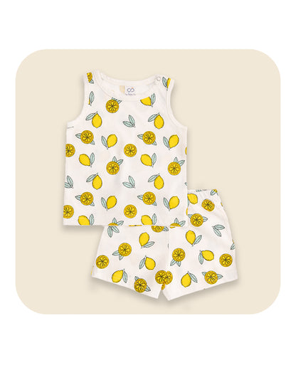 BabyCo Organics Blue Lounge Wear-Lemon Squeeze-Organic Cotton-For Infants