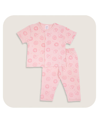 BabyCo Organics Pink Nightsuit-Yumtum-Organic Cotton-For Infants